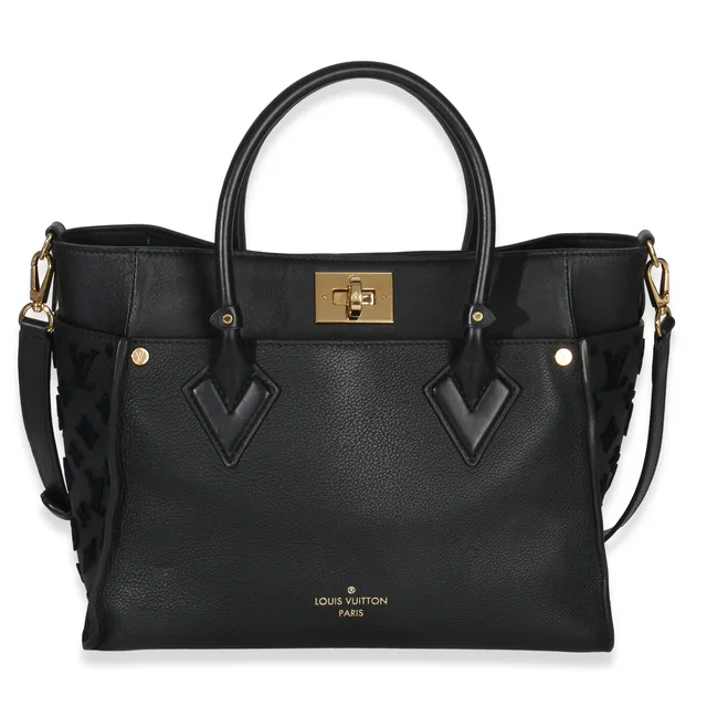 Louis Vuitton Black Calfskin Monogram Tufting On My Side MM in Black Calfskin from myGemma