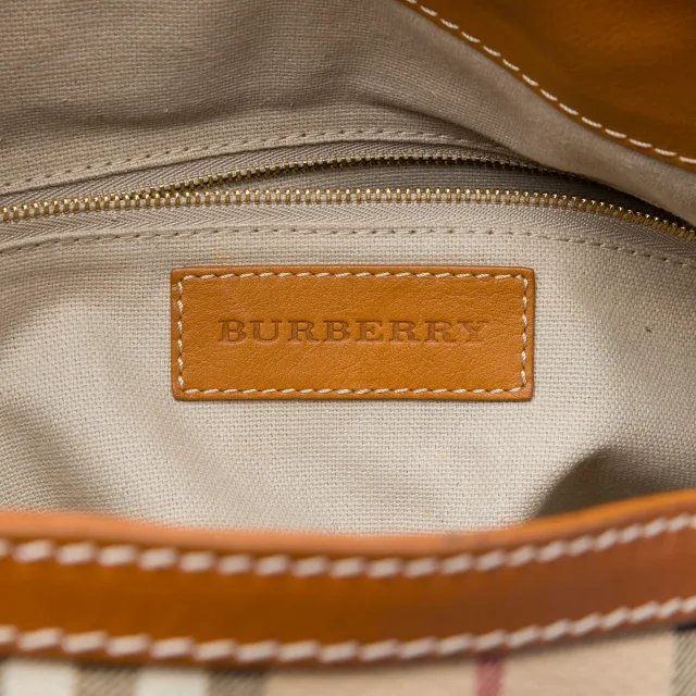 Burberry Haymarket Check Coated Canvas and Calfskin Bucket Bag in Beige Calfskin from Designer Revival, photo 5 of 6