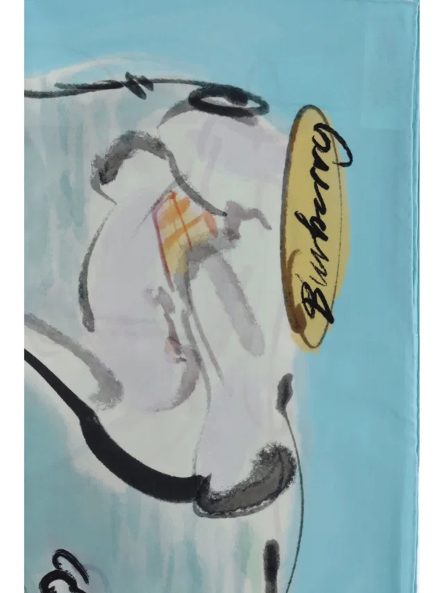 Burberry Watercolour Silk Scarf — Blue Scarfs in Blue Silk from HEWI