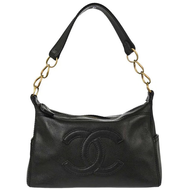 Chanel 2003-2004 Black Caviar Hobo Bag in Black Caviar leather from AMORE Vintage Tokyo