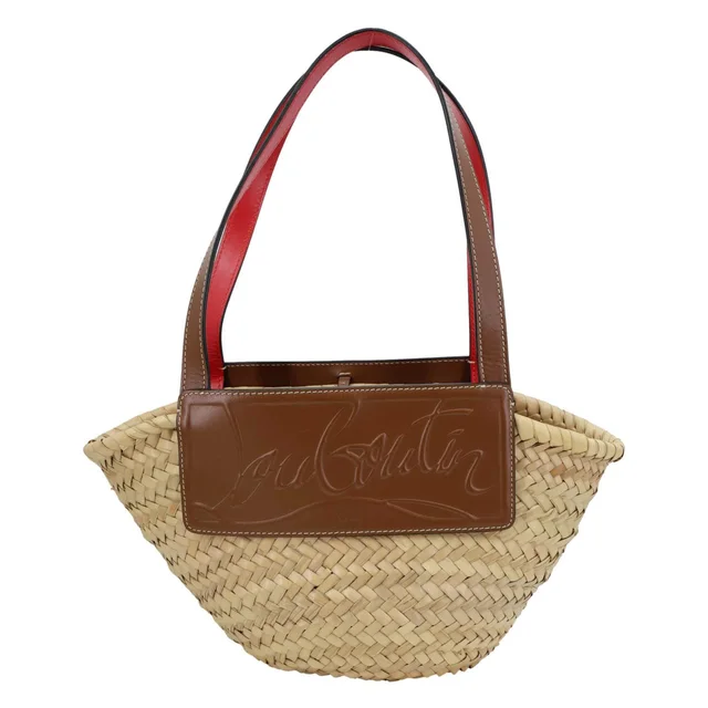 Christian Louboutin Loubishore Woven Straw Basket Bag Brown in Brown Woven leather from Dallas Designer Handbags