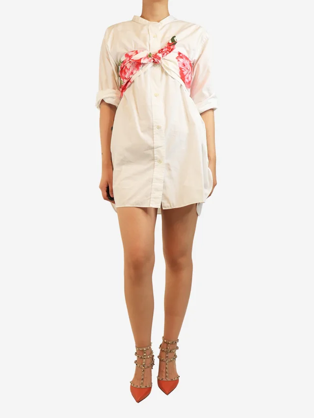 Dolce & Gabbana Pink floral tie-front bandeau top - size UK 12 in Pink from Sign of the Times
