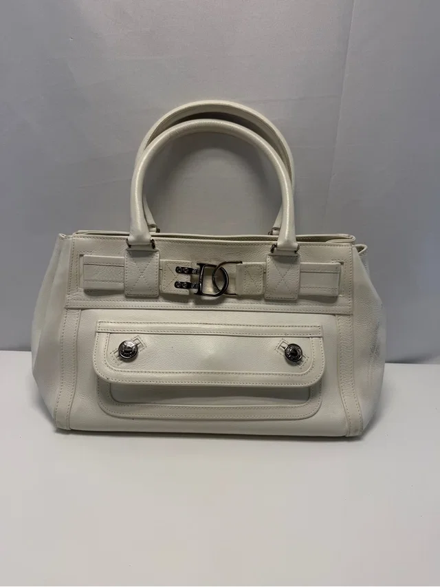Dior Leather Top-Handle Tote With Silver Hardware in white Leather from Poshmark, photo 1 of 1