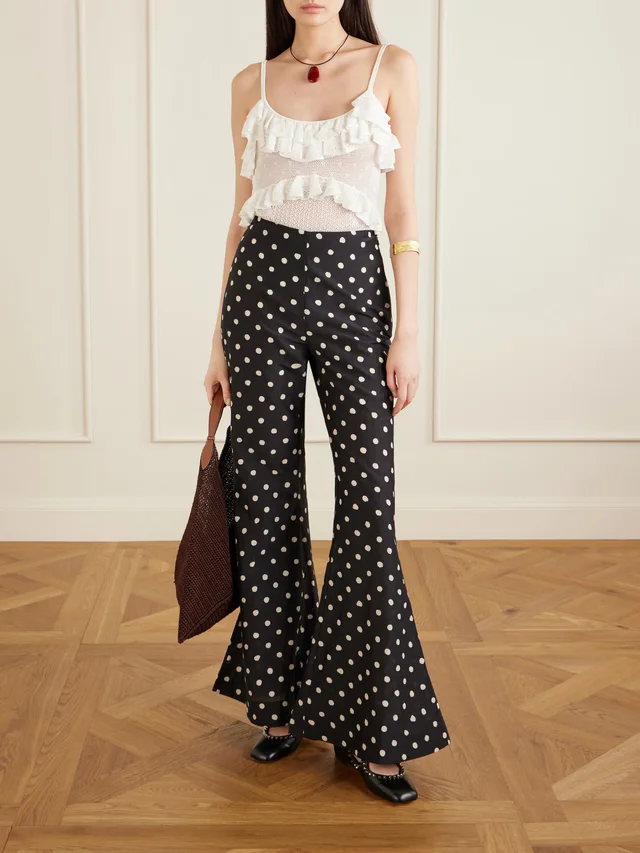 ALIX OF BOHEMIA Farah polka-dot cotton and silk-blend flared pants in Black, photo 2 of 2 from NET-A-PORTER (Canada)