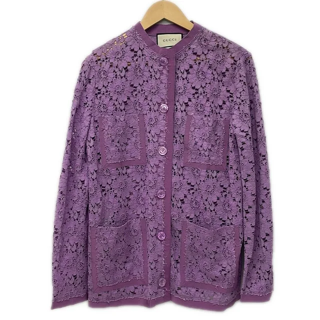 Gucci Jacket M Purple Long Sleeve Lace Spring Fall 40 in Purple from The Reluxe