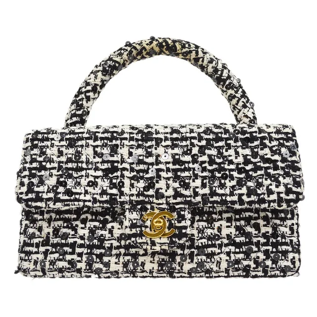 Chanel 1994 Tweed Sequins Top Handle Bag in Tweed from AMORE Vintage Tokyo