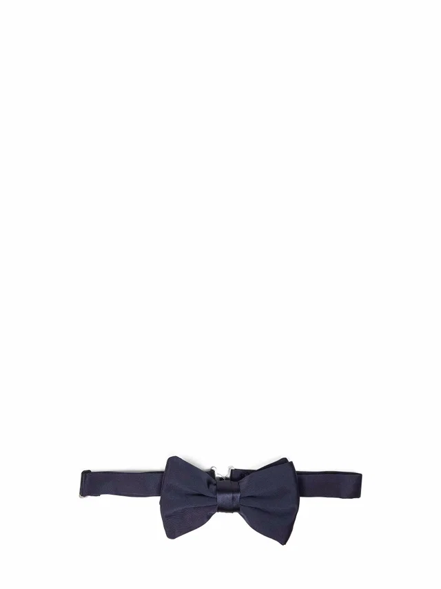 Giorgio Armani Silk Pre-Tied Bow Tie — Navy Ties in Navy Silk from HEWI