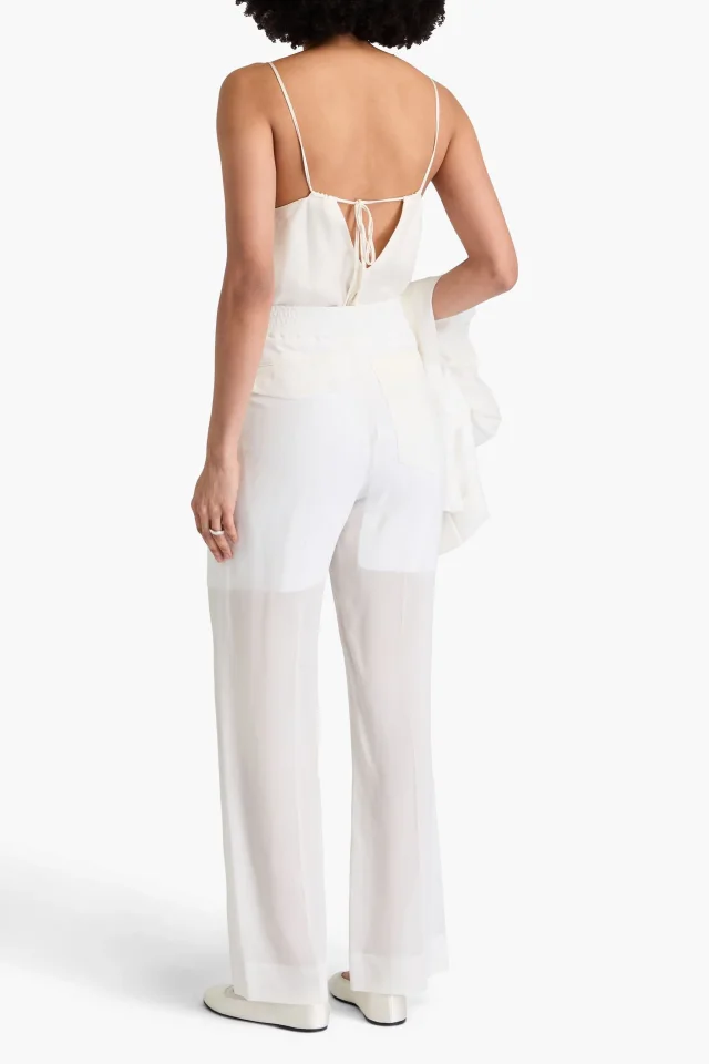 Victoria Beckham Crepe Straight-Leg Pants in White, photo 3 of 4 from THE OUTNET
