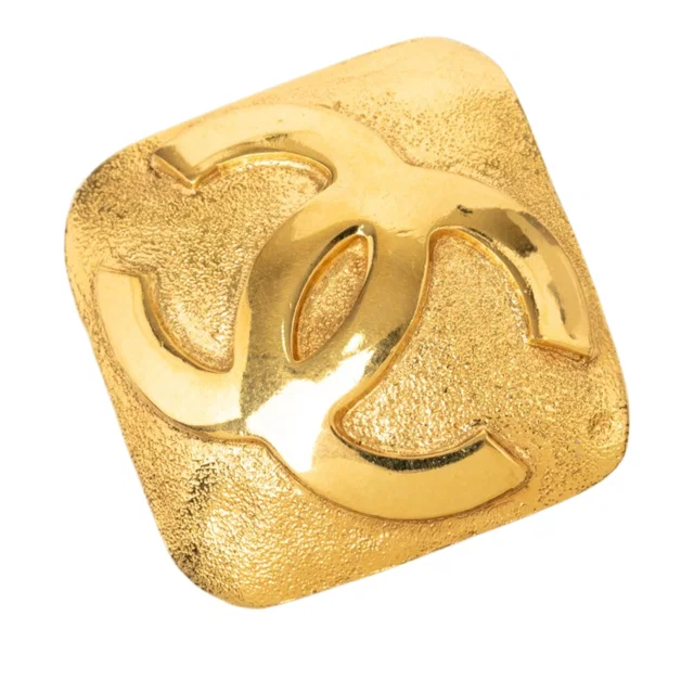 Gold Chanel CC Gold Plated Diamond Brooch in Gold from Designer Revival