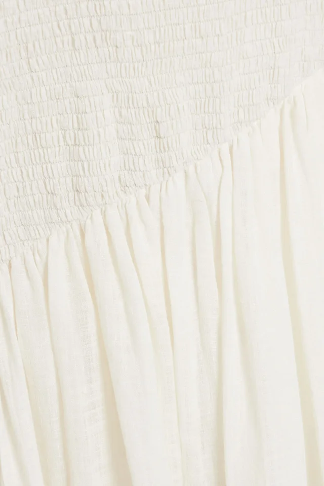 Gabriela Hearst Maxwell Shirred Linen and Silk-Blend Midi Skirt in White, photo 4 of 4 from THE OUTNET