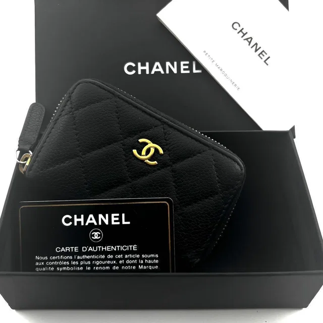 Chanel Wallet Quilted Caviar Round Zip Coin Purse in Caviar leather from The Reluxe