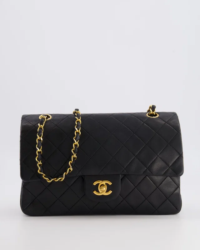 Chanel Vintage Black Medium Classic Double Flap Bag in Black Lambskin from Sellier