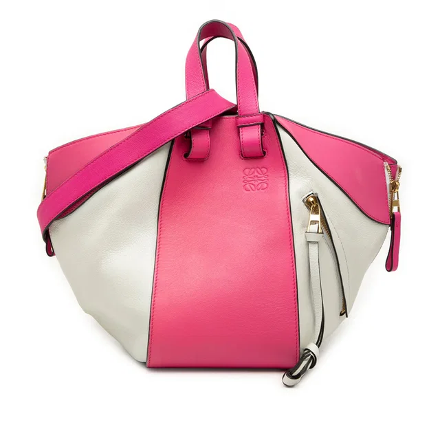 Pink LOEWE Small Bicolor Calfskin Hammock Bag Satchel in Pink Calfskin from Designer Revival, photo 1 of 1