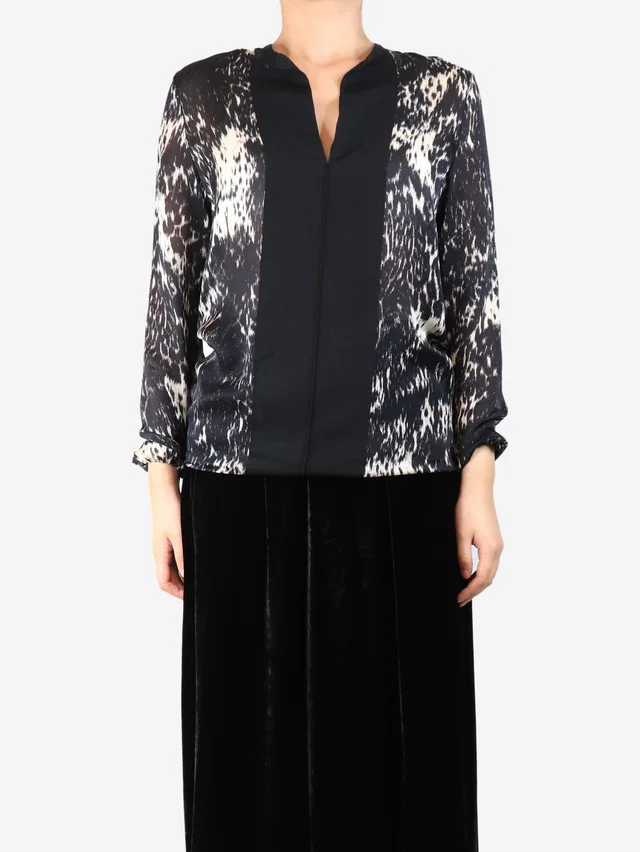 Lanvin Black silk blouse - size UK 8 in Black Silk from Sign of the Times