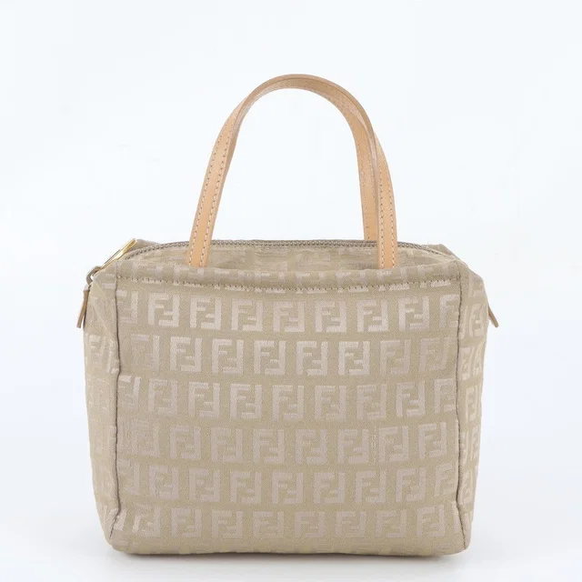 Fendi Zucchino FF Canvas Leather Handbag Tote in Canvas from The Reluxe