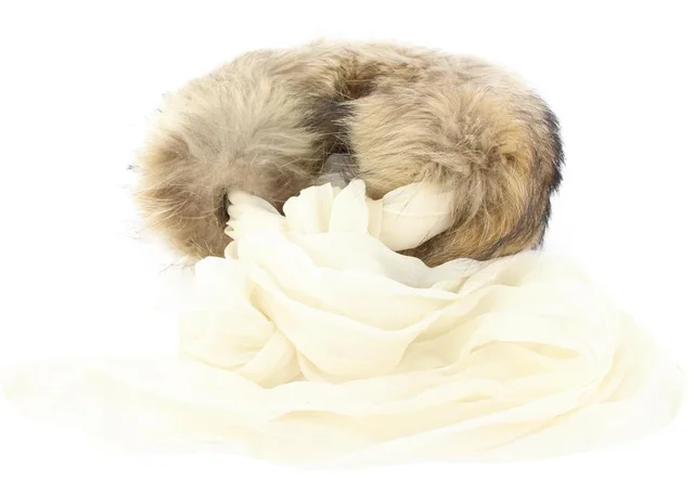 Hermès Raccoon Fur Tie Tippet Scarf Wrap in Canvas from Bagriculture
