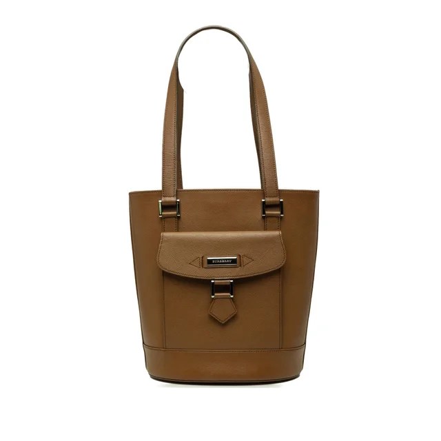 Brown Burberry Leather Bucket Bag in Brown Leather from Designer Revival