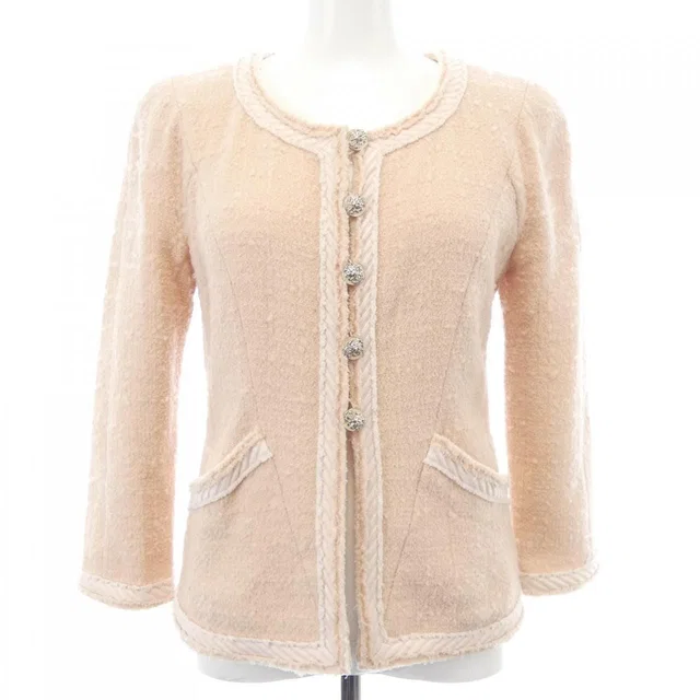 Chanel Collarless Jacket Pink in Pink from The Reluxe