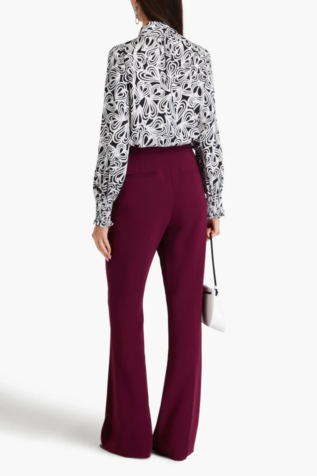 Diane von Furstenberg Nolan crepe flared pants in Burgundy, photo 3 of 4 from THE OUTNET