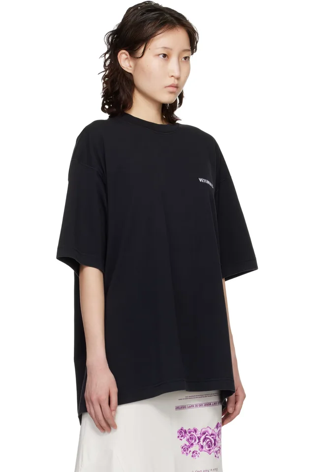 VETEMENTS Black Iconic Logo T-shirt, photo 2 of 4 from SSENSE