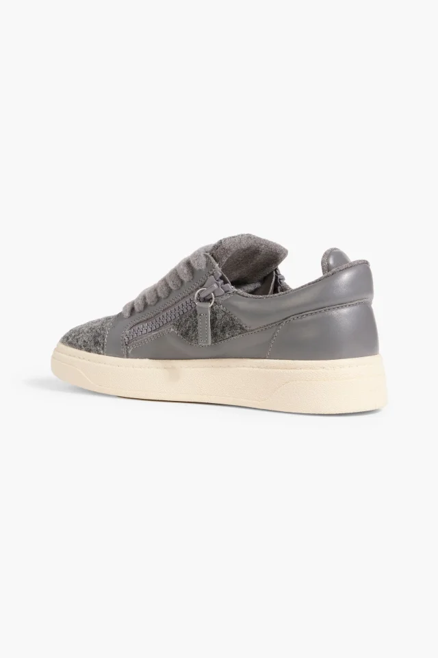 Giuseppe Zanotti GZ94 Brushed-Felt and Leather Sneakers, photo 3 of 4 from THE OUTNET