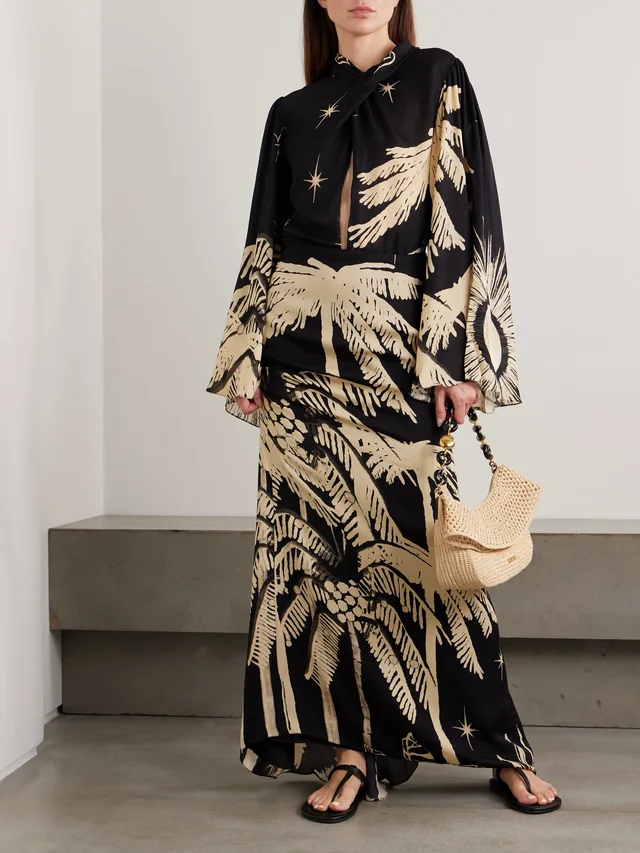 JOHANNA ORTIZ Primera Vez cutout printed silk-georgette maxi dress in Black, photo 2 of 2 from NET-A-PORTER (Canada)