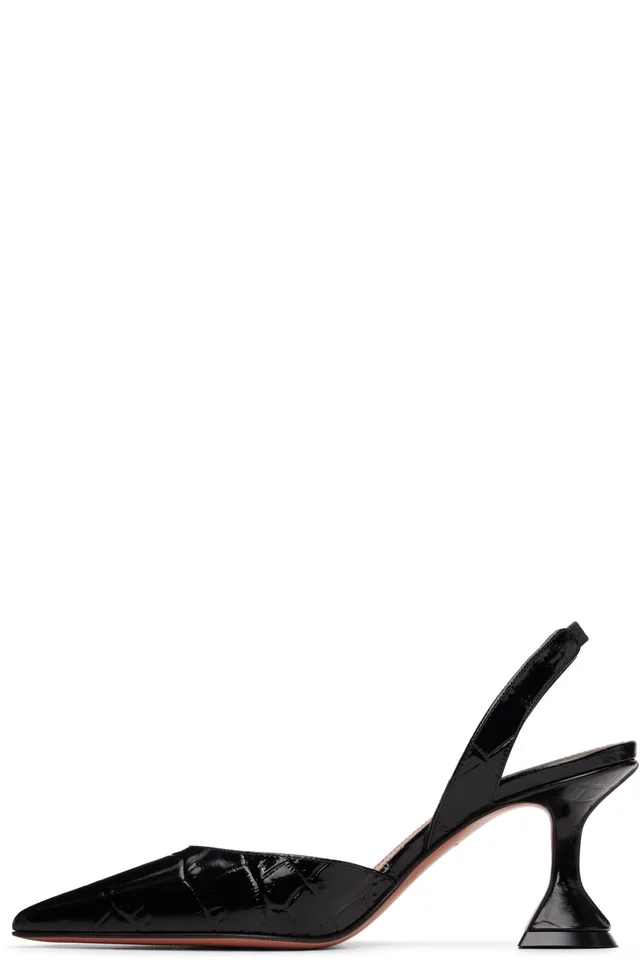 Amina Muaddi Black Holli Sling 70 Heels, photo 3 of 5 from SSENSE