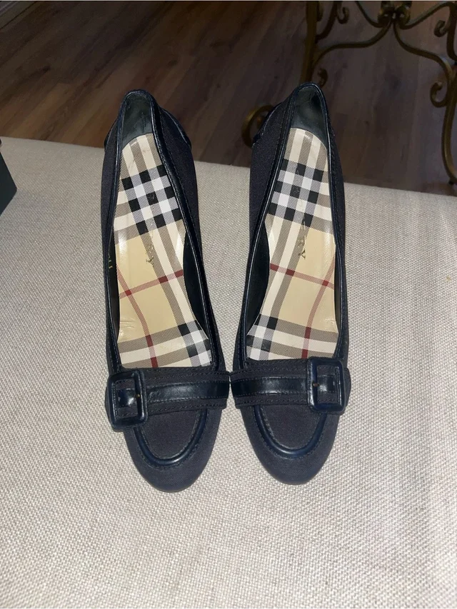 Classic Navy Blue Loafer Pumps With Signature Burberry Plaid Insole - 7 1/2 B in blue from Poshmark