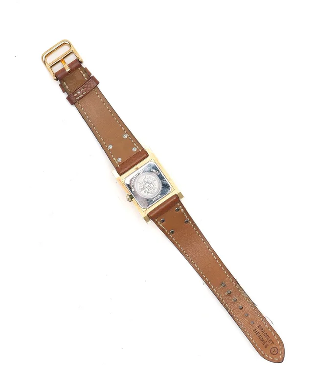 Hermès Medor 23mm Gold-Plated Watch in Gold Leather from A Retro Tale, photo 6 of 8