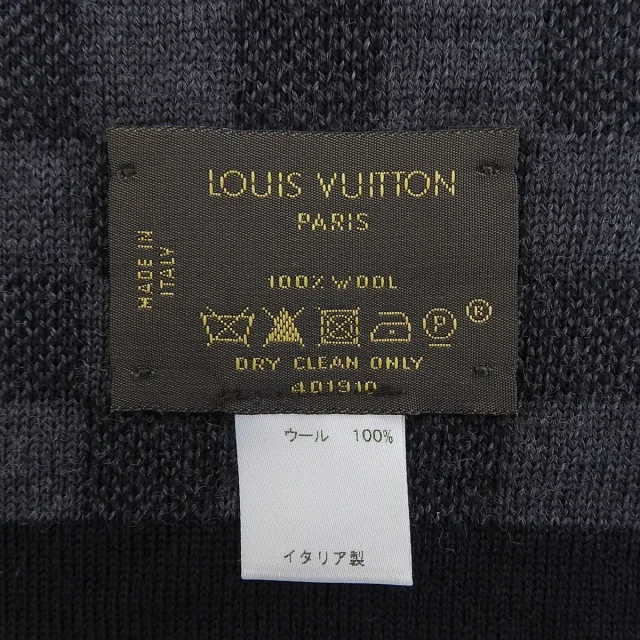 Louis Vuitton Damier Graphite Echarpe Petit Black in Black Wool from VINTAGE QOO TOKYO, photo 9 of 10