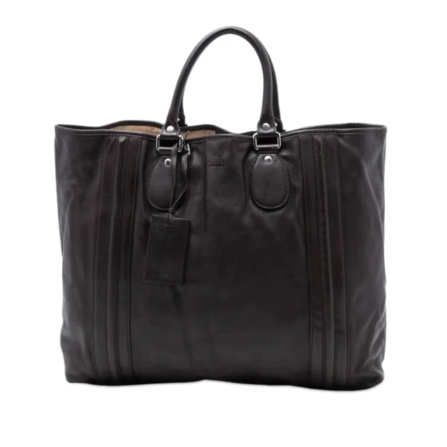 Brown Gucci Leather Tote in Brown Leather from Designer Revival