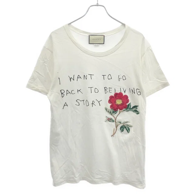 Gucci Flower Embroidery T-Shirt White in White from The Reluxe