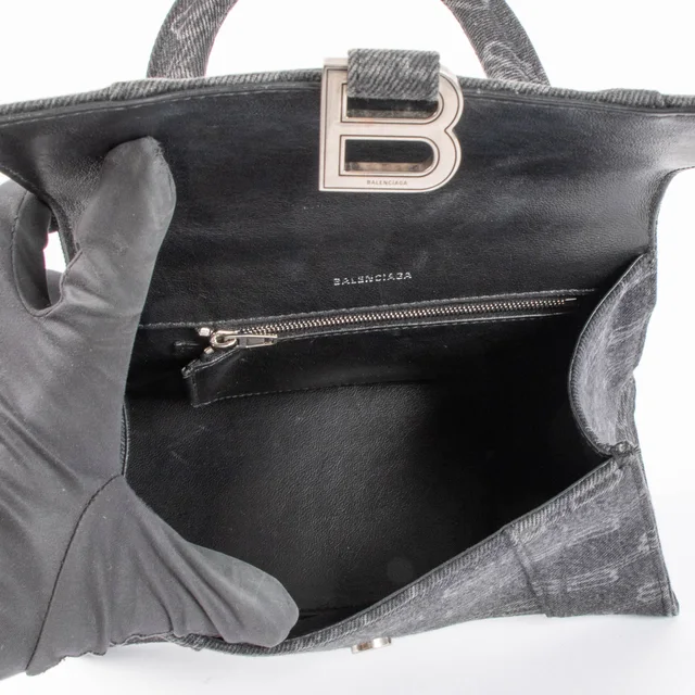 Balenciaga Black Denim BB Monogram Hourglass Small Bag in Black Denim from Labellov, photo 6 of 8