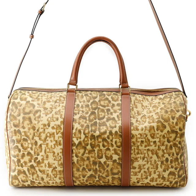 Celine Leopard Travel Bag Brown PVC Leather in Brown Leather from GALLERY RARE