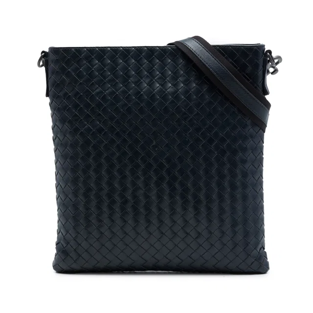 Blue Bottega Veneta Nappa Intrecciato VN Crossbody in Blue Nappa leather from Designer Revival
