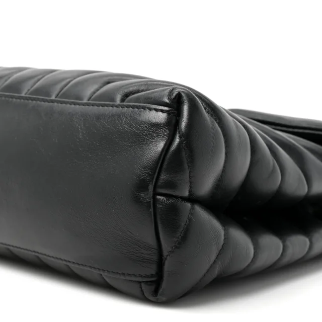 Saint Laurent Grain de Poudre Calfskin Y Quilted Monogram Medium Loulou Chain Satchel Black in Black Calfskin from FASHIONPHILE, photo 10 of 16