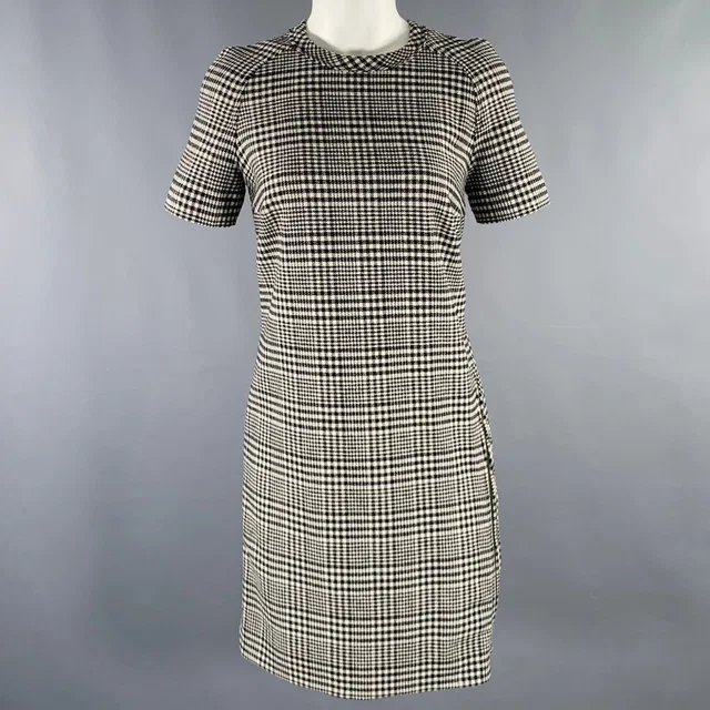 Lanvin Size 4 Black White Wool Blend Houndstooth Short Sleeve Dress in black Wool from Poshmark
