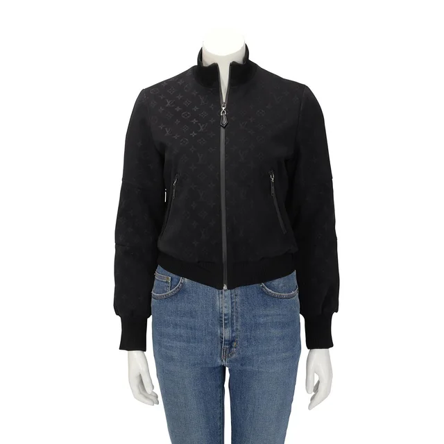 Louis Vuitton Jersey Bomber Jacket FR 34 in Black Monogram from Blue Spinach