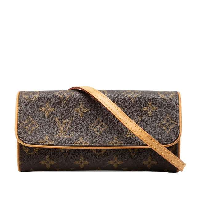 Brown Louis Vuitton Monogram Pochette Twin PM Crossbody Bag in Brown Coated canvas from Designer Revival
