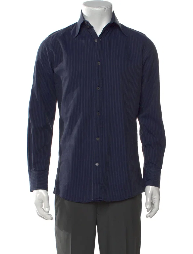 Dolce & Gabbana Striped Long Sleeve Dress Shirt in blue from The RealReal