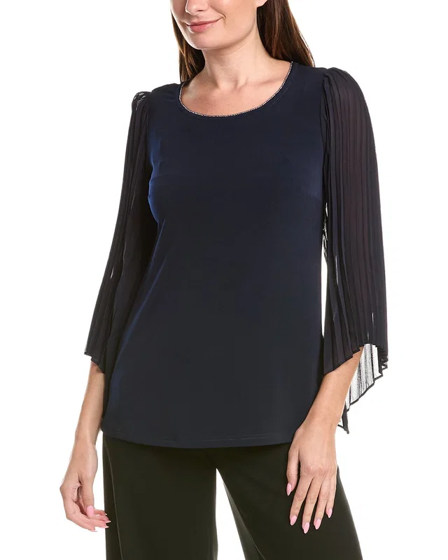 Joseph Ribkoff Pleated Sleeve Top, image 1 of 1 from Gilt
