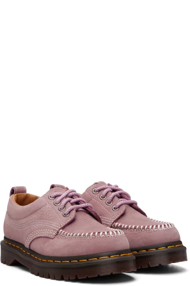 Dr. Martens Pink Lowell Nubuck Moc Toe Derbys, photo 4 of 5 from SSENSE