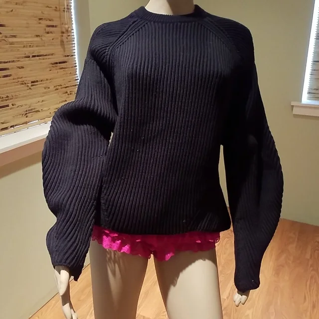 Maison Margiela Heavy Cable Knit Sweater Size M in black Leather from Poshmark
