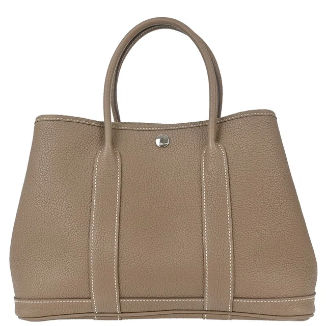 Hermès Etoupe Gray Negonda Garden Party 30 TPM Tote Handbag in Taupe Leather from AMORE Vintage Tokyo