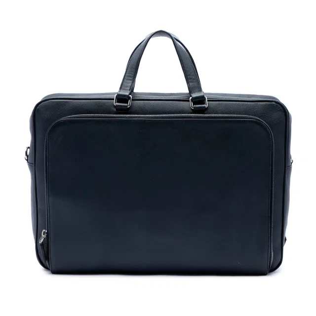 Blue Prada Saffiano Business Bag in Blue Saffiano leather from Designer Revival