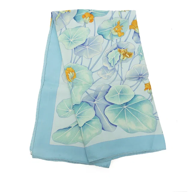 Blue Hermès Les Capucines Silk Scarf 90 Scarves in Blue Silk from Designer Revival