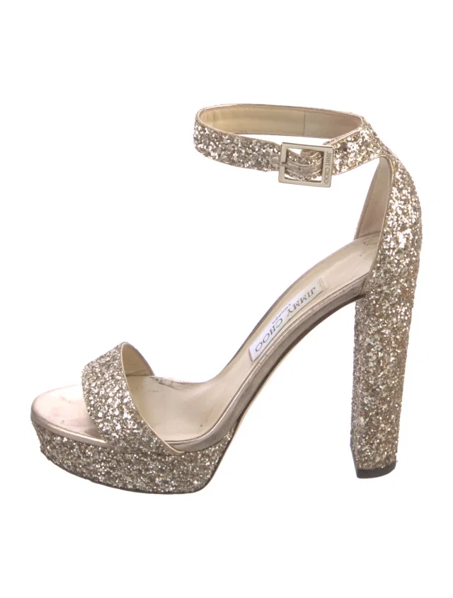 Jimmy Choo Glitter Accents Sandals in gold from The RealReal