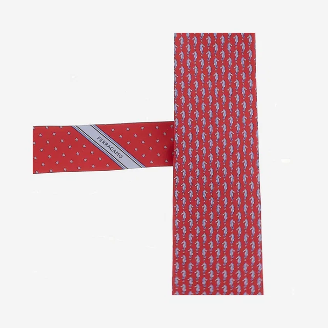 Ferragamo Silk Seahorse-Patterned Necktie — Red Neckties in Red Silk from HEWI