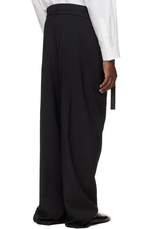 Fear of God Black Easy Care Wool Wrap Trousers, photo 3 of 4 from SSENSE