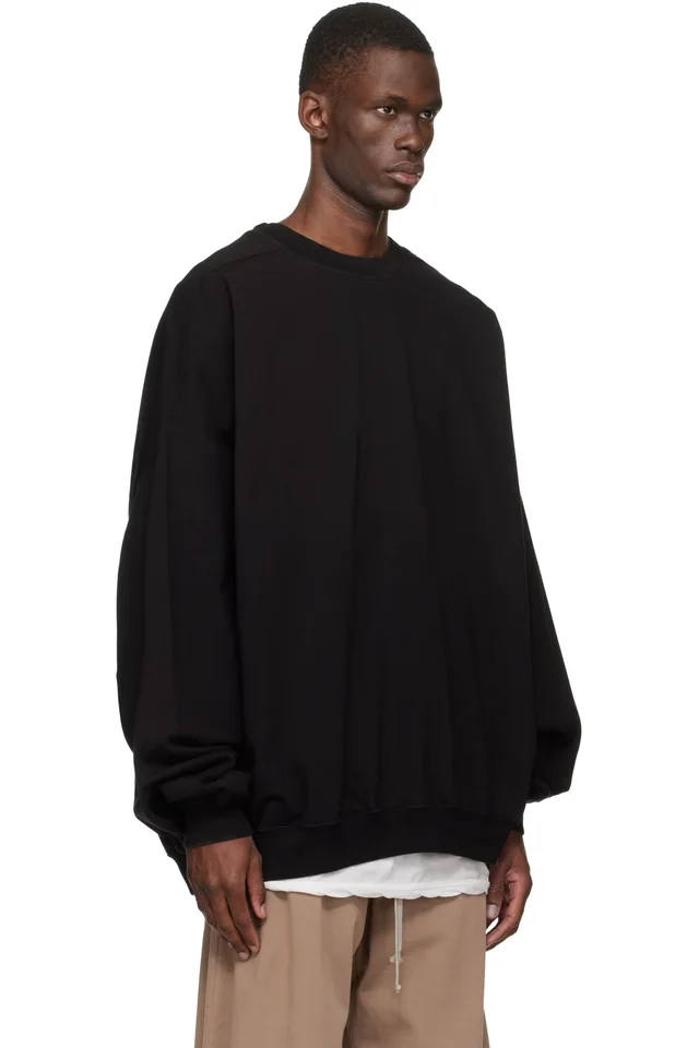 Rick Owens DRKSHDW Black Temple Hun Crewneck Sweatshirt, photo 2 of 4 from SSENSE